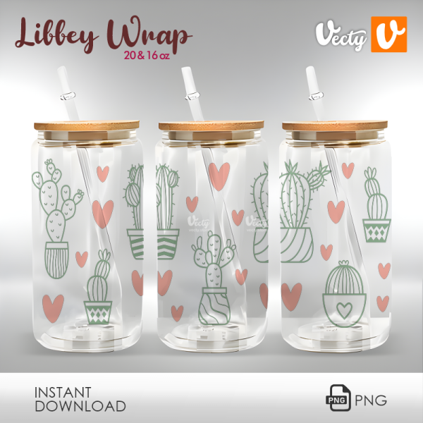 Cactus Y Corazones Libbey Wrap 030