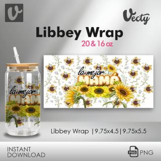 La Mejor Mama Girasoles Libbey Wrap 069