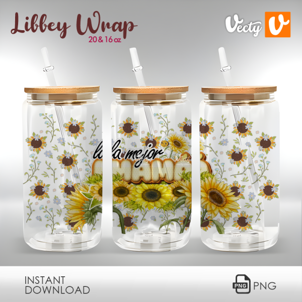 La Mejor Mama Girasoles Libbey Wrap 069