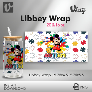 Mickey Autismo Diferente No Menos Libbey Wrap 084